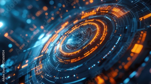 Wallpaper Mural Futuristic technology displaying digital data processing system Torontodigital.ca