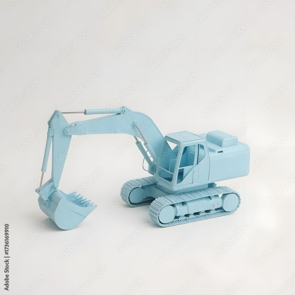 Obraz premium white background and pastel Blue Paper Excavator Origami