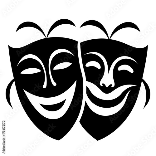 Theater masks vector clean black silhouette design white background
