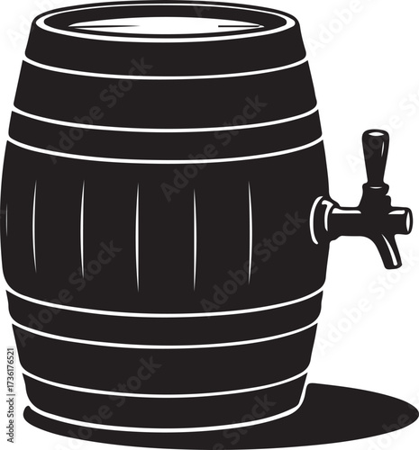 Beer barrel keg silhouette vector