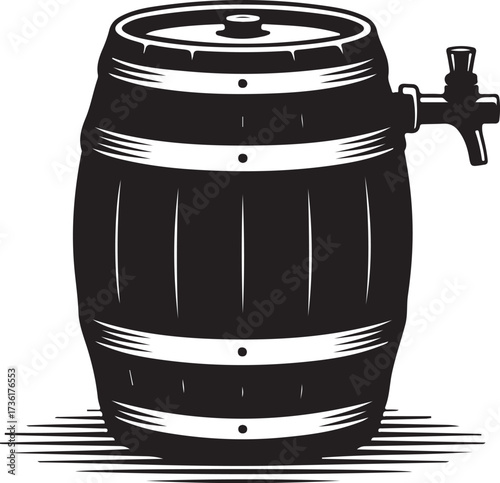 Beer barrel keg silhouette vector