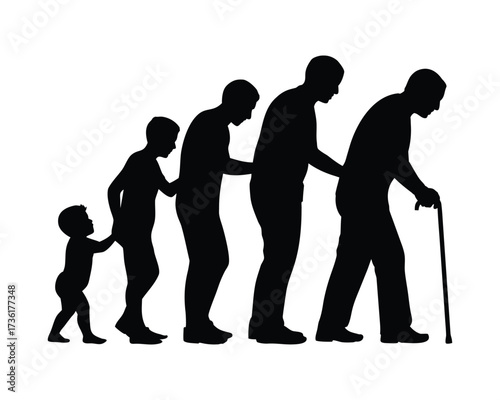 Step-by-Step Human Development Chart Vector Illustration of Progressive Walking Figures for Concept, Timeline, and Growth Visuals