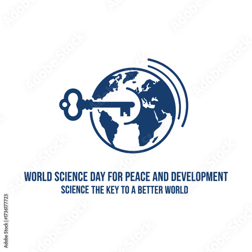 Globe key symbol with text science peace