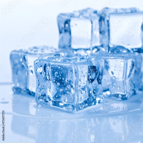 Pile of Wet Ice Cubes with Water Droplets