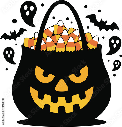 Candy corn treat bag silhouette vector