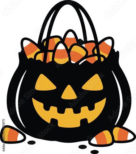 Candy corn treat bag silhouette vector