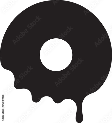Chocolate donut silhouette vector