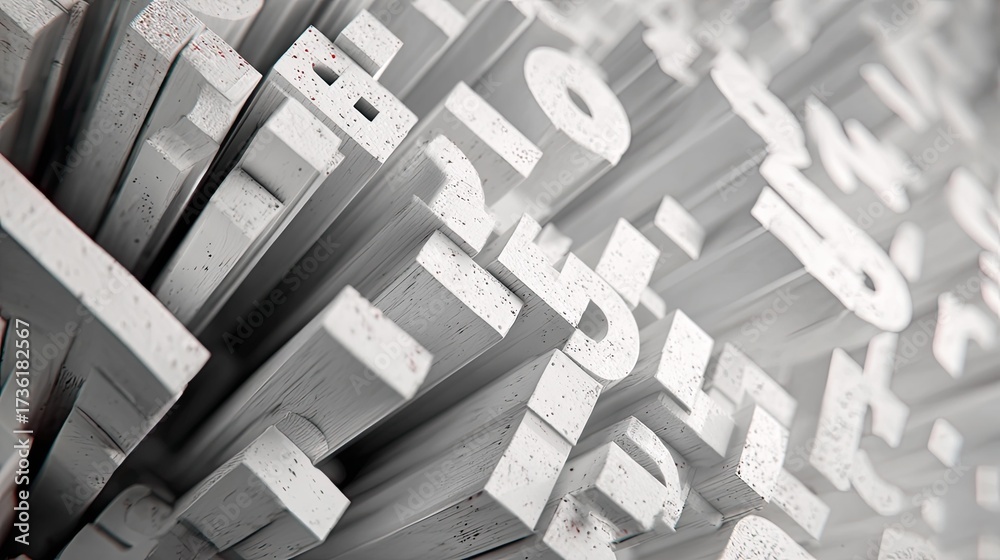 Obraz premium Random letters creating abstract chaotic typography background