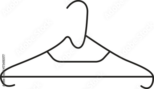 Vector illustration of a clothes hanger, simple outline design for fashion, retail, laundry, and wardrobe concepts.