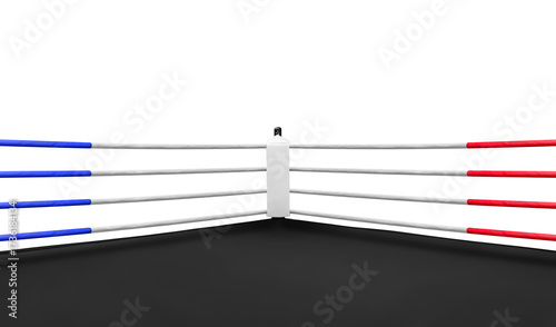 Close up white corner in boxing ring isolated