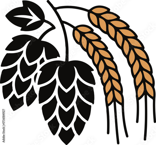 Hops wheat silhouette vector