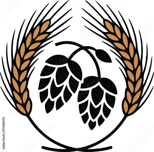 Hops wheat silhouette vector
