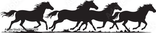 Horse racing group silhouette vector
