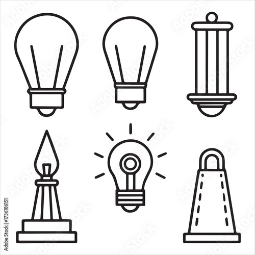 xenon lamp icons set outline