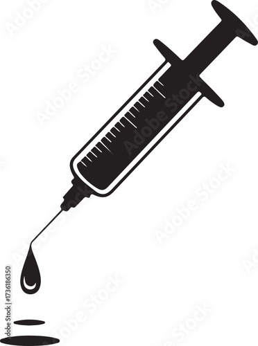 Insulin syringe silhouette vector 