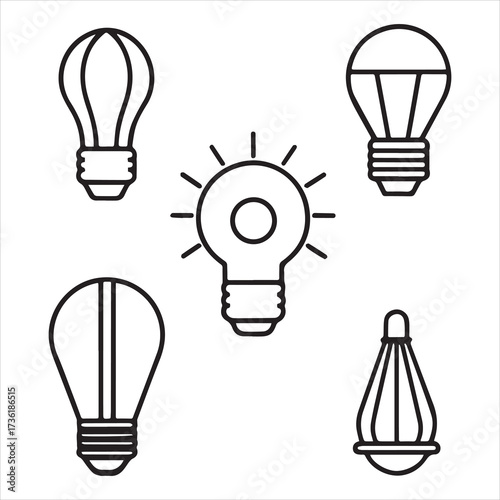 xenon lamp icons set outline