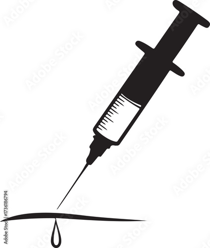 Insulin syringe silhouette vector 
