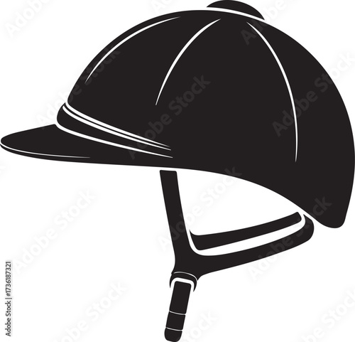 Jockey helmet whip silhouette vector