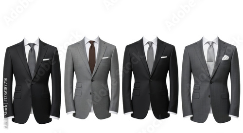 Obraz na plátne Isolated men's suit coats in a row formal, elegant fashion for office wear & wed