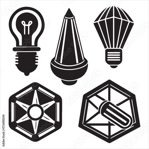 xenon lamp icons set outline