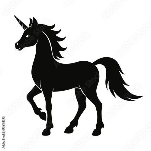 Unicorn vector clean black silhouette design white background