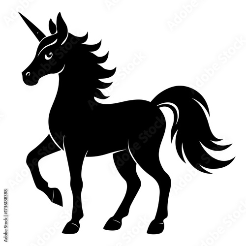 Unicorn vector clean black silhouette design white background
