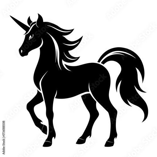 Unicorn vector clean black silhouette design white background