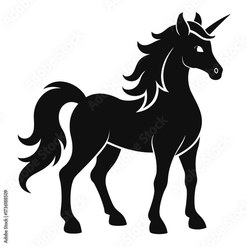 Unicorn vector clean black silhouette design white background
