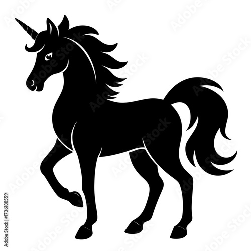 Unicorn vector clean black silhouette design white background