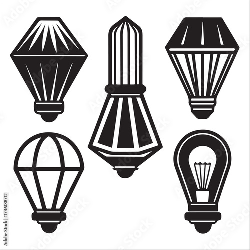 xenon lamp icons set outline
