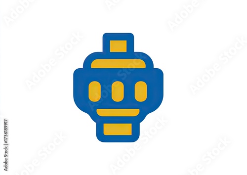 Blue and yellow stylized connector