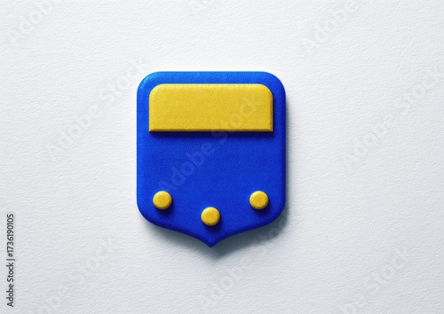 3D rendered blue and yellow shield emblem