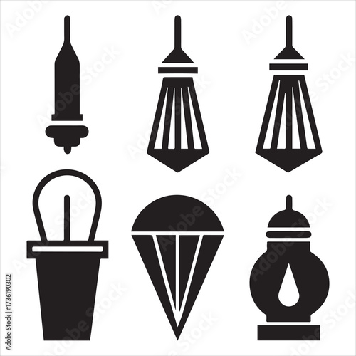 xenon lamp icons set outline