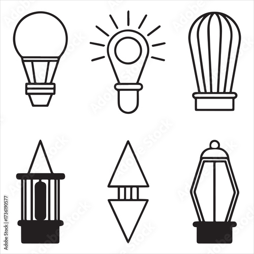 xenon lamp icons set outline