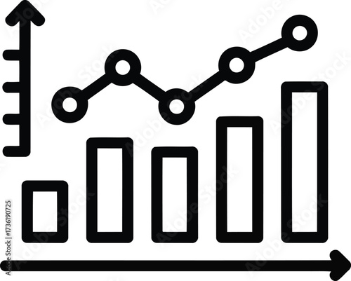 Black Outline Bar Chart and Line Graph Icon data analytics