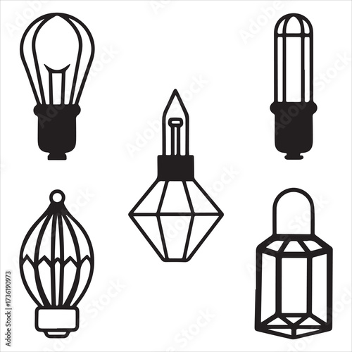 xenon lamp icons set outline