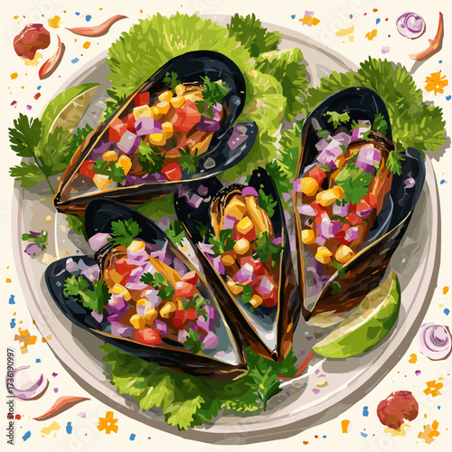 Choritos a la Chalaca Peruvian Mussels with Fresh Salsa