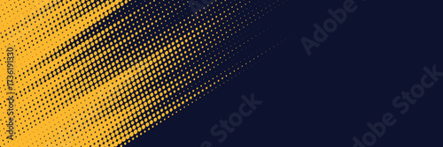 Yellow and black backdrop with dot halftone pattern element. Abstract brush grunge background.