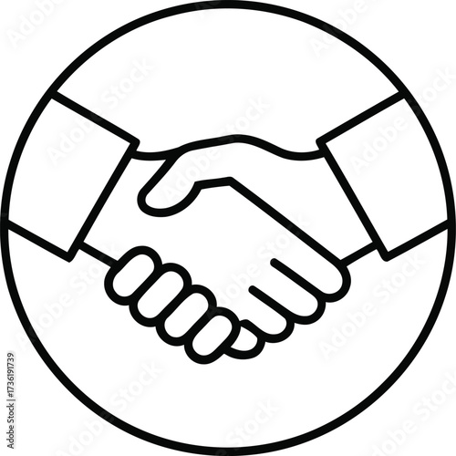 Handshake icon inside a circle agreement deal