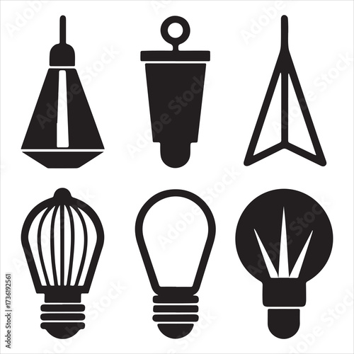 xenon lamp icons set outline