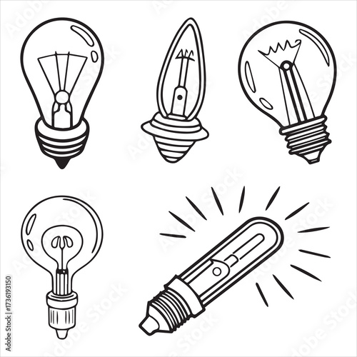 xenon lamp icons set outline