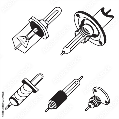 xenon lamp icons set outline