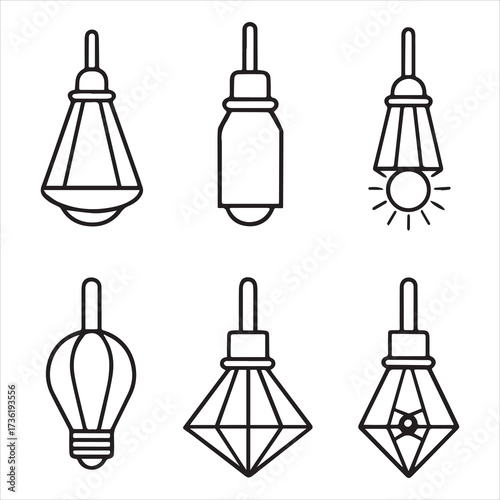 xenon lamp icons set outline