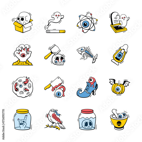 Have a look at this amazing halloween doodle icons set, ready for premium use