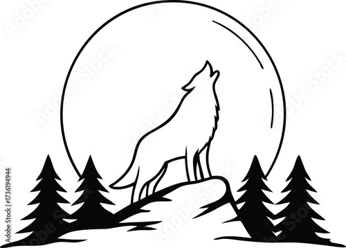 Howling Wolf Silhouette Vector