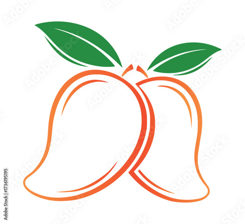 Two mangoes with leaves, ready to be eaten