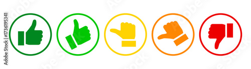 Thumb up and down icons. Like dislike feedback rating symbols vector set