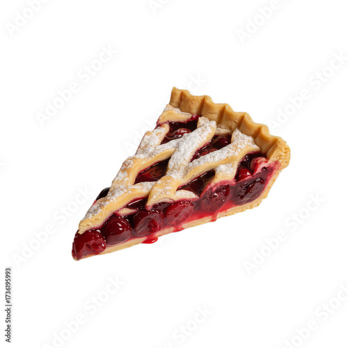 Lattice topped cherry pie slice dessert pastry