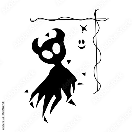 cute black devil character vector