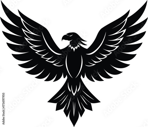 Eagle with Open Wings Silhouette Vector